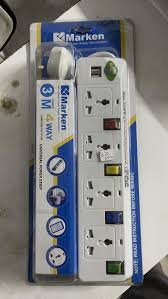 4-way Extension Socket with 2 USB Ports 2M Cable Power Strip Surge Protector Fast Charging Home Office