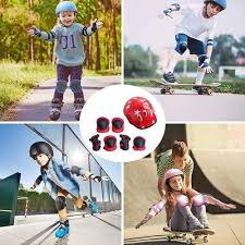 7P SSET Kids Protective Gear Set Scooter Skate Roller – Adjustable Helmet, Wrist Guards, Knee & Elbow Pads for Boys & Girls Safety