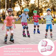 7P SSET Kids Protective Gear Set Scooter Skate Roller – Adjustable Helmet, Wrist Guards, Knee & Elbow Pads for Boys & Girls Safety