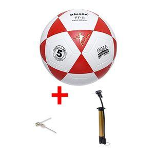 Size 5 Soccer Ball Red & White – Durable Football with Free Hand Pump for Training, Matches, and Outdoor Play
