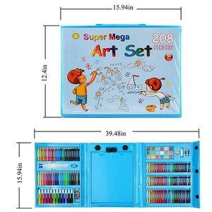 Kids 208 Pcs Art Drawing, Painting and Coloring Set – Complete Creative Kit with Crayons, Markers, Paints, Brushes, Stencils and Accessories for Boys and Girls
