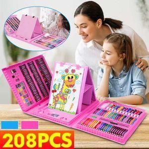 Kids 208 Pcs Art Drawing, Painting and Coloring Set – Complete Creative Kit with Crayons, Markers, Paints, Brushes, Stencils and Accessories for Boys and Girls