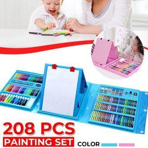 Kids 208 Pcs Art Drawing, Painting and Coloring Set – Complete Creative Kit with Crayons, Markers, Paints, Brushes, Stencils and Accessories for Boys and Girls