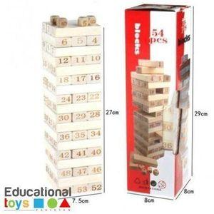 54pcs Wooden Jenga Block Game – Classic Stack & Pull Tower for Kids and Adults, Family Fun, Party Game, Stress Relief, Durable Hardwood Blocks