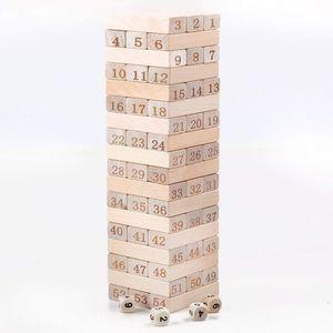 54pcs Wooden Jenga Block Game – Classic Stack & Pull Tower for Kids and Adults, Family Fun, Party Game, Stress Relief, Durable Hardwood Blocks