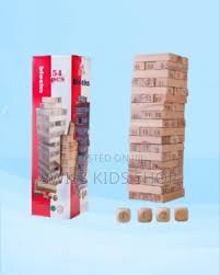 54pcs Wooden Jenga Block Game – Classic Stack & Pull Tower for Kids and Adults, Family Fun, Party Game, Stress Relief, Durable Hardwood Blocks