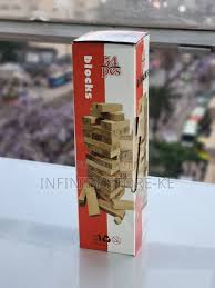 54pcs Wooden Jenga Block Game – Classic Stack & Pull Tower for Kids and Adults, Family Fun, Party Game, Stress Relief, Durable Hardwood Blocks