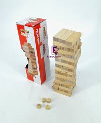 54pcs Wooden Jenga Block Game – Classic Stack & Pull Tower for Kids and Adults, Family Fun, Party Game, Stress Relief, Durable Hardwood Blocks