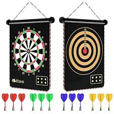 Magnetic Dart Board Indoor Outdoor Game Set with Safe Magnetic Darts, Double-Sided Dartboard for Kids and Adults, Family Party Game, Office Fun, Backyard Entertainment