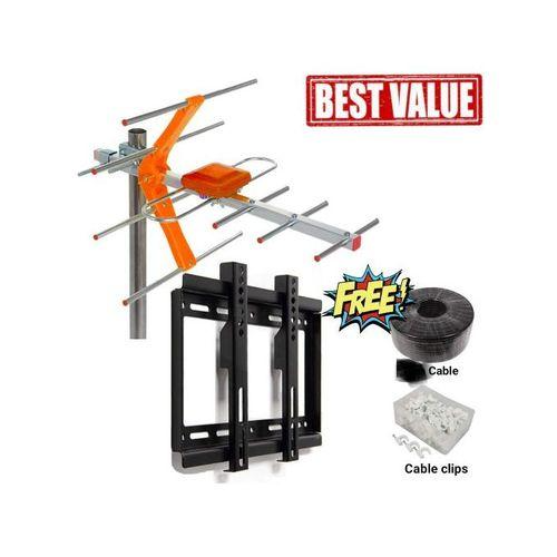 Antenna TV Aerial & Adjustable 14"-43" Mount – High-Gain Digital HDTV Signal Reception for Clear, Stable Picture Quality on All Compatible TVs