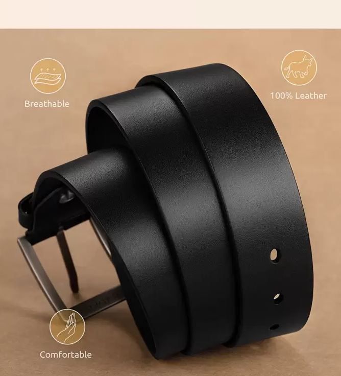 100% Genuine Leather Belt for Men Fashion Pin Buckle Black New Business Men Belts of Leather Luxury Design Buckle Belts for Jeans Brown Retro Waist Strap Belt Black gift