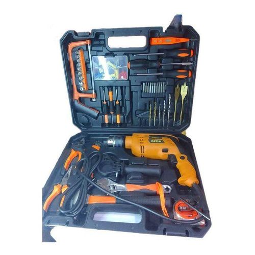 Dera 750W Corded Impact Drill Tool Kit,Electric Professional Impact Drill Tool Box, Home Tool Kit Combination Tool Set for DIY, Home Improvement, Repairs