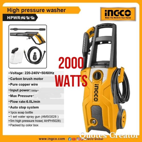 Ingco Pressure Washers 2000 Watts High Pressure Washer 2000W CAR WASH MACHINE Water Gun Sprayer