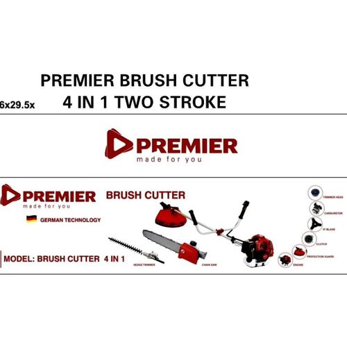 Premier German technology 4-in-1 Brush Cutter, Two stroke Engine, grass cutter, brush cutter, hedge trimmer, and chainsaw