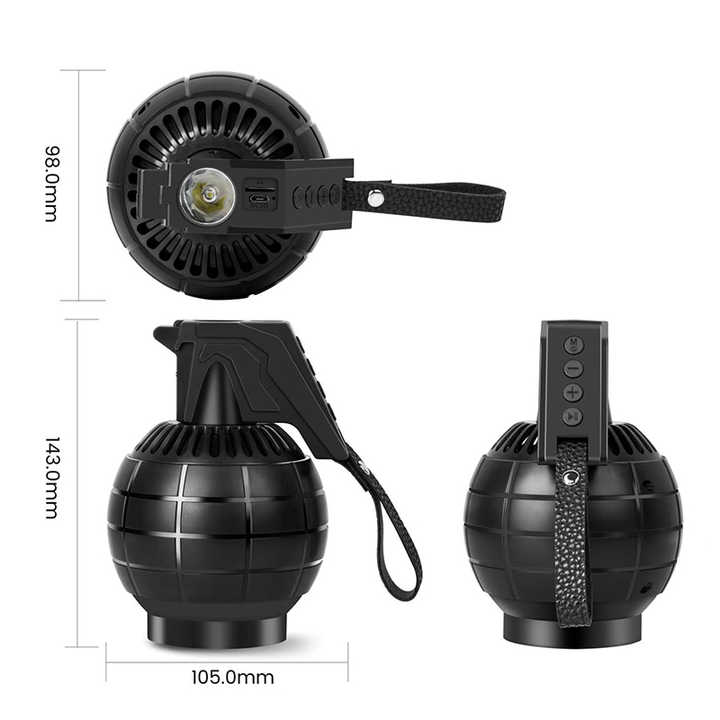 💫PREMIUM 💫R88 Grenade Design Wireless BT Portable Shocking sound Mini Speaker With FM Radio Flashlight Active Stereo Bass Woofer Speakers