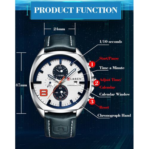 🔥YOUR SMART CHOICE 🤗Curren 8324 Man Quartz Sport Watch Brand Fashion Casual Male.Watch band is comfortable to wear and durable to use Leather needle buckle makes an adjustment for your wrist more fl