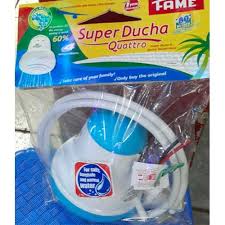 FAME Super Ducha Quattro 4T Instant Shower Head.Works with regular water and mildly salty/ borehole water.
4 temperatures (cold, warm, hot and super hot).
Wide water spreader for a comfortable shower.