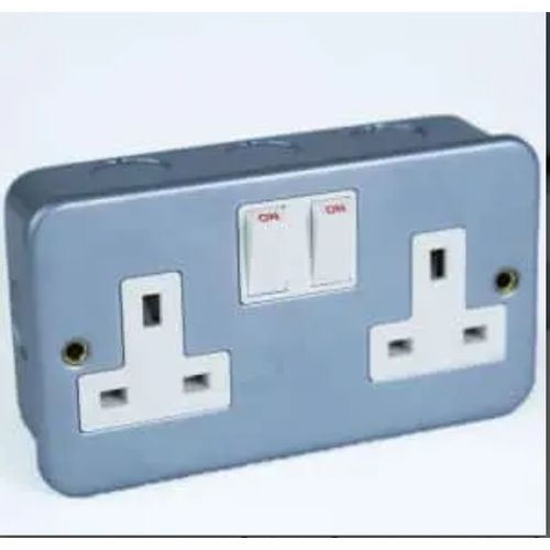 Metallic Double Socket Or Twin Socket .Metallic double socket.
13Amps rated.
240volts rated.
Strong, durable and any type of appliance or device can be plugged in.