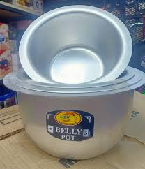 ▪️📍PROMOTION PRICE 🕳🧏Belly pot Extra heavy Lion Brand Aluminum kitchen Belly Pot Sufuria + 4pcs lids.Stainless aluminum offers Excellent cooking performance. 
Ideal for open charcoal jiko or firewo