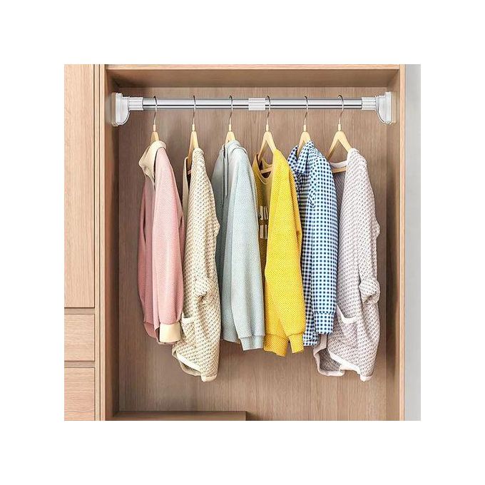 Telescopic Clothing Rod Adjustable Extendable Shower Curtain Tension Rod