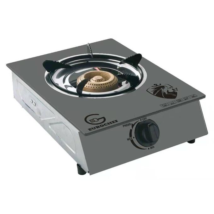 Eurochef B-001C DELUXE SINGLE GLASSTOP BURNER AUTO IGNITION GAS COOKER WITH GLASS TOP -GREY