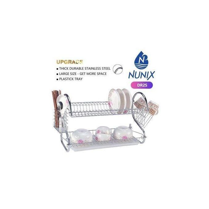 Nunix Two Layer Dish Drainer and Rack. Stainless Steel. For Kitchen Utensils.