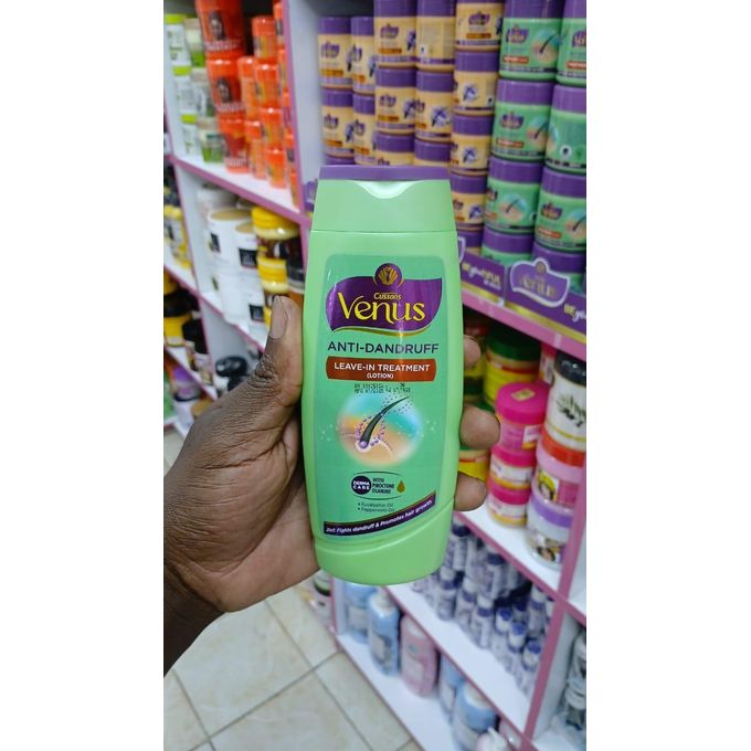 Venus anti dandruff leave in hair lotion , strengthens hair, moisturizes and finishes scalp irritation.