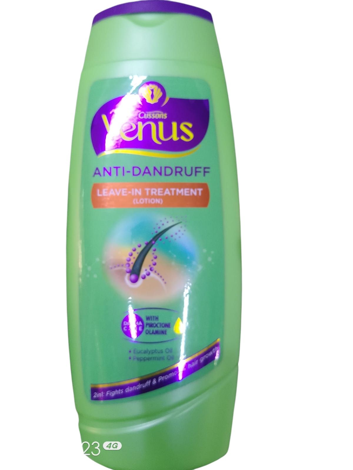 Venus anti dandruff leave in hair lotion , strengthens hair, moisturizes and finishes scalp irritation.