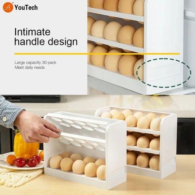 30 slots Egg Storage Box Refrigerator Side Door-Mounted Egg Box Kitchen Drop-Resistant Egg Holder Storage Rack Small