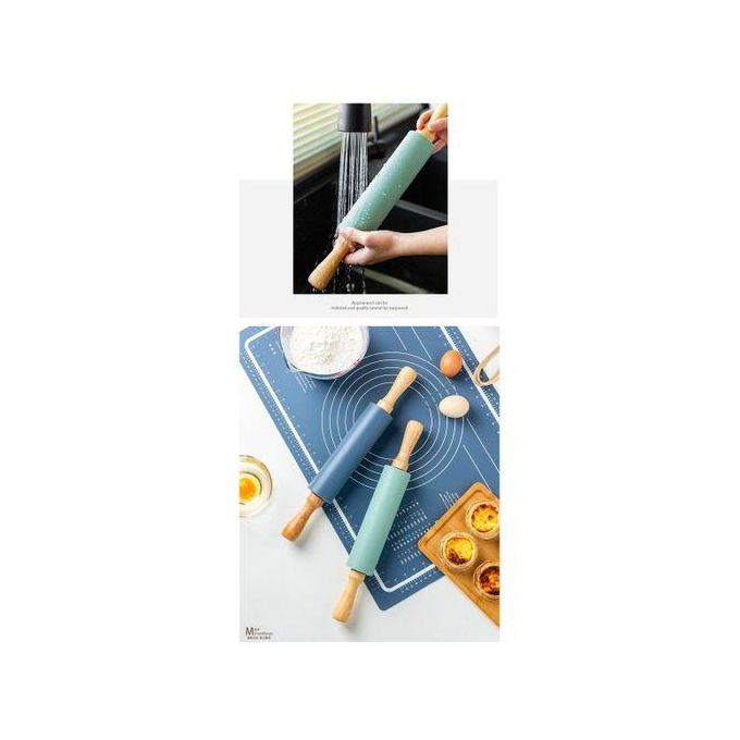 NonStick Silicon Rolling Pin+Silicon Kneading Mat