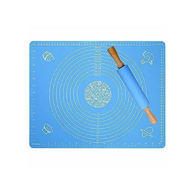 NonStick Silicon Rolling Pin+Silicon Kneading Mat