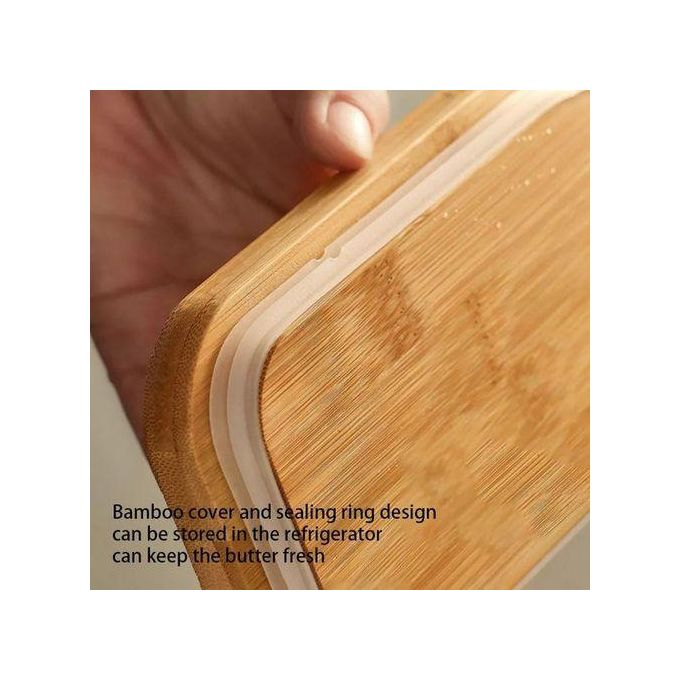 Airtight Ceramic Butter Dish Container With Bamboo Lid+Knife