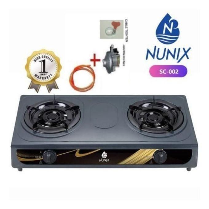Nunix 2 Burner Auto Ignition Table Top Cooker Plus Free 6kg Regulator And Pipe