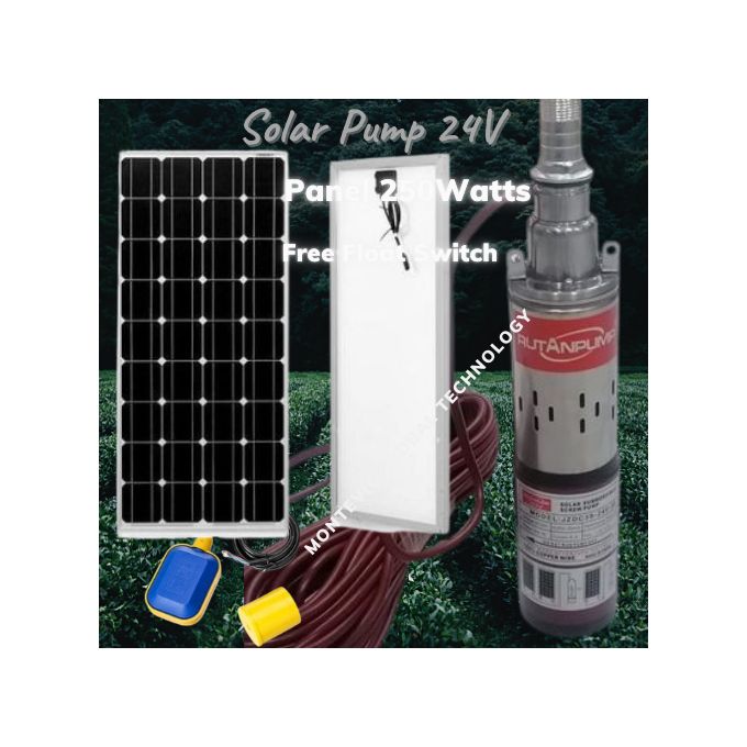 24V 1.5M3/H 50M Lift Submersible Solar Water Pump +Float Switch+Panel 250Watts