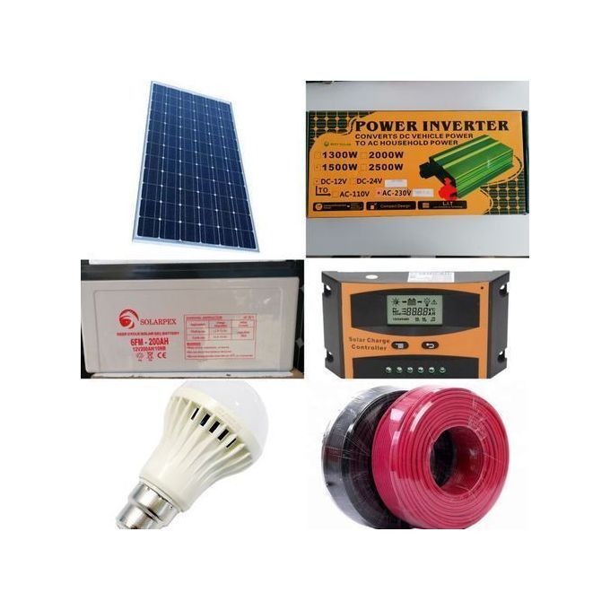 Sunlight Solar COMMERCIAL SOLAR FULLKIT 400 Watts Solar Panel +200Ah Solar Battery +1500W Solar Power Inverter + 30Ah Solar Charge Controller +DC Bulb + 10m Cable