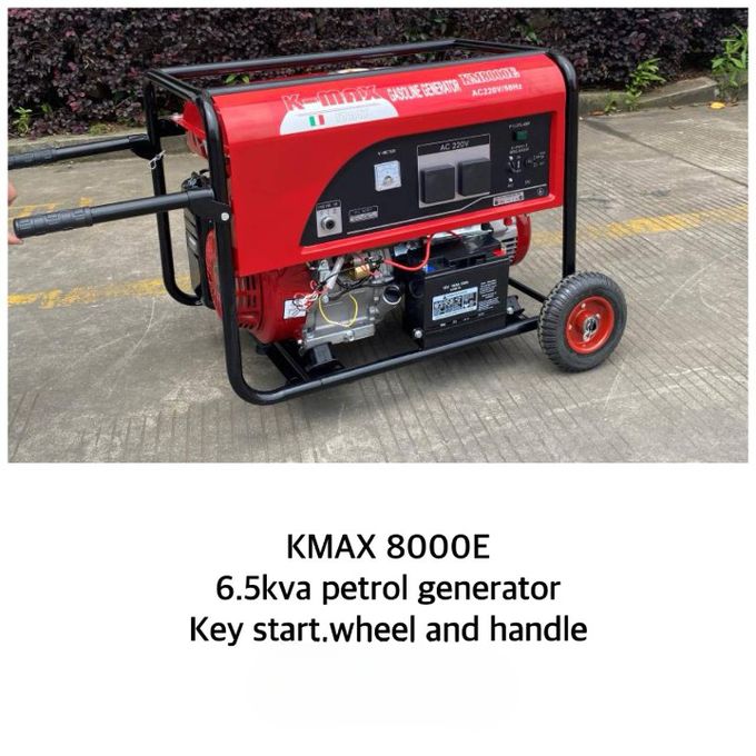 KMAX 6.5Kva petrol generator key start wheel and handle