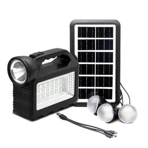 GDTIMES Solar Lighting System Kit With 3 LED Lights, Solar Panel, Power Cable And Multiple Phone Charger