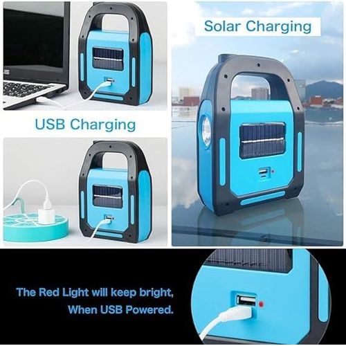 Hurry bolt Solar or Electric Rechargeable Emergency Light Lamp with Three Lighting Modes