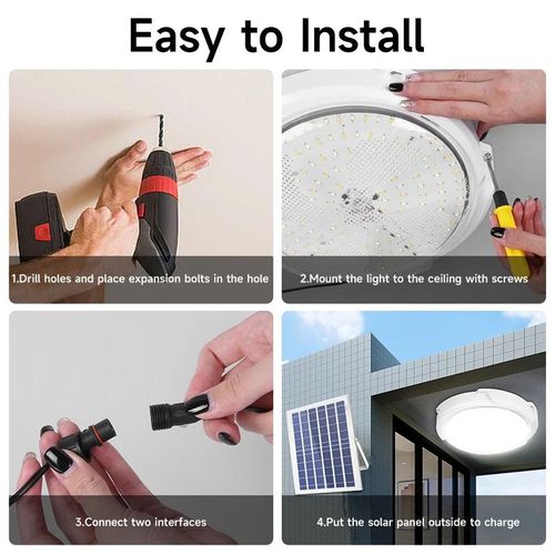 Solar Powered Ceiling Light 100W Indoor Light With Remote And Timer.