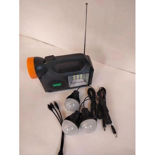GDTIMES SOLAR GENERATOR with 3 BULBS, RADIO, BLUETOOTH SPEAKER AND TORCH