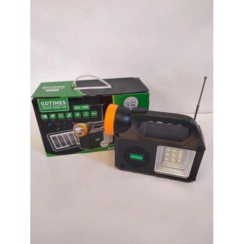 GDTIMES SOLAR GENERATOR with 3 BULBS, RADIO, BLUETOOTH SPEAKER AND TORCH