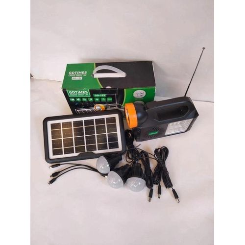 GDTIMES SOLAR GENERATOR with 3 BULBS, RADIO, BLUETOOTH SPEAKER AND TORCH