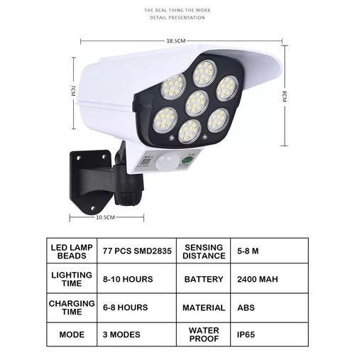 Solar Light 180W Solar Light & Motion Sensor Security Dummy Camera