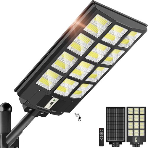 Solar Light 3000W Solar Street Lights Outdoor - 7000K Solar Lights Outdoor Waterproof Dusk to Dawn, Commercial Solar Parking Lot Lights with Motion Sensor, Solar Powered LED Street Light for Yard, Out