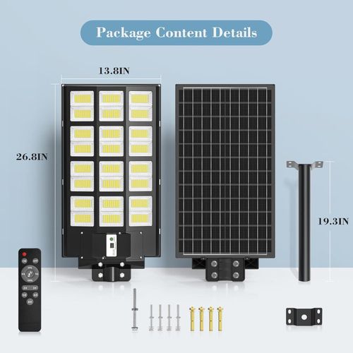 Solar Light 3000W Solar Street Lights Outdoor - 7000K Solar Lights Outdoor Waterproof Dusk to Dawn, Commercial Solar Parking Lot Lights with Motion Sensor, Solar Powered LED Street Light for Yard, Out