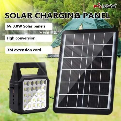 GDTIMES Solar Lighting System With Emergency Light, 3pcs Bulbs, Mobile Charging and Panel