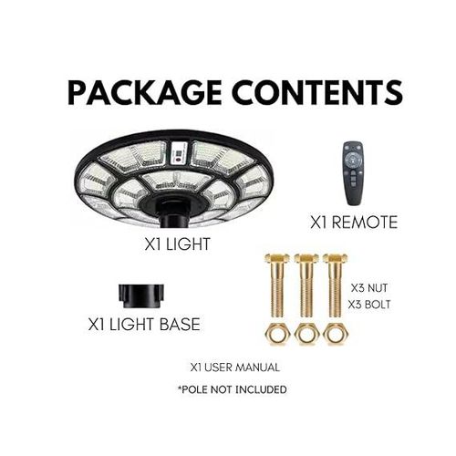 Solar Light 1000W Solar Outdoor UFO Light for Home Garden LED Waterproof Lamp(Cool White) STREETLIGHT