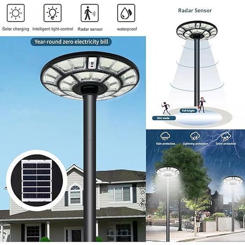 Solar Light 1000W Solar Outdoor UFO Light for Home Garden LED Waterproof Lamp(Cool White) STREETLIGHT
