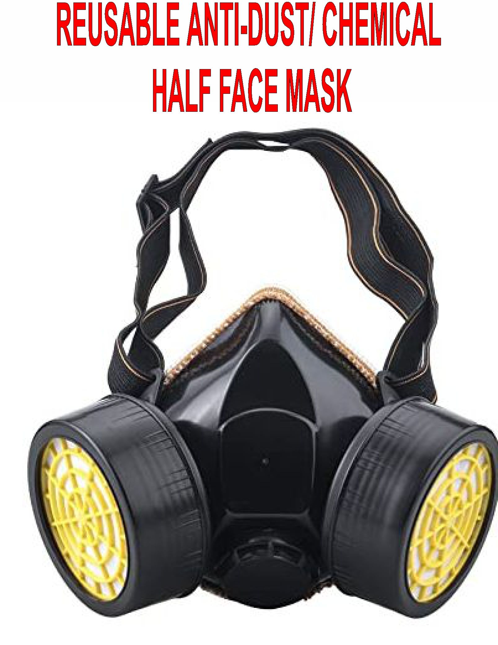 ANTI-DUST HALF-FACE MASK RESPIRATOR DUST, POLLEN, FOG, METALLIC SPRAY PAINT, SMOKE, HAZARDOUS CHEMICALS VAPORS PROTECTION REUSABLE DUST MASK USE FOR UNISEX