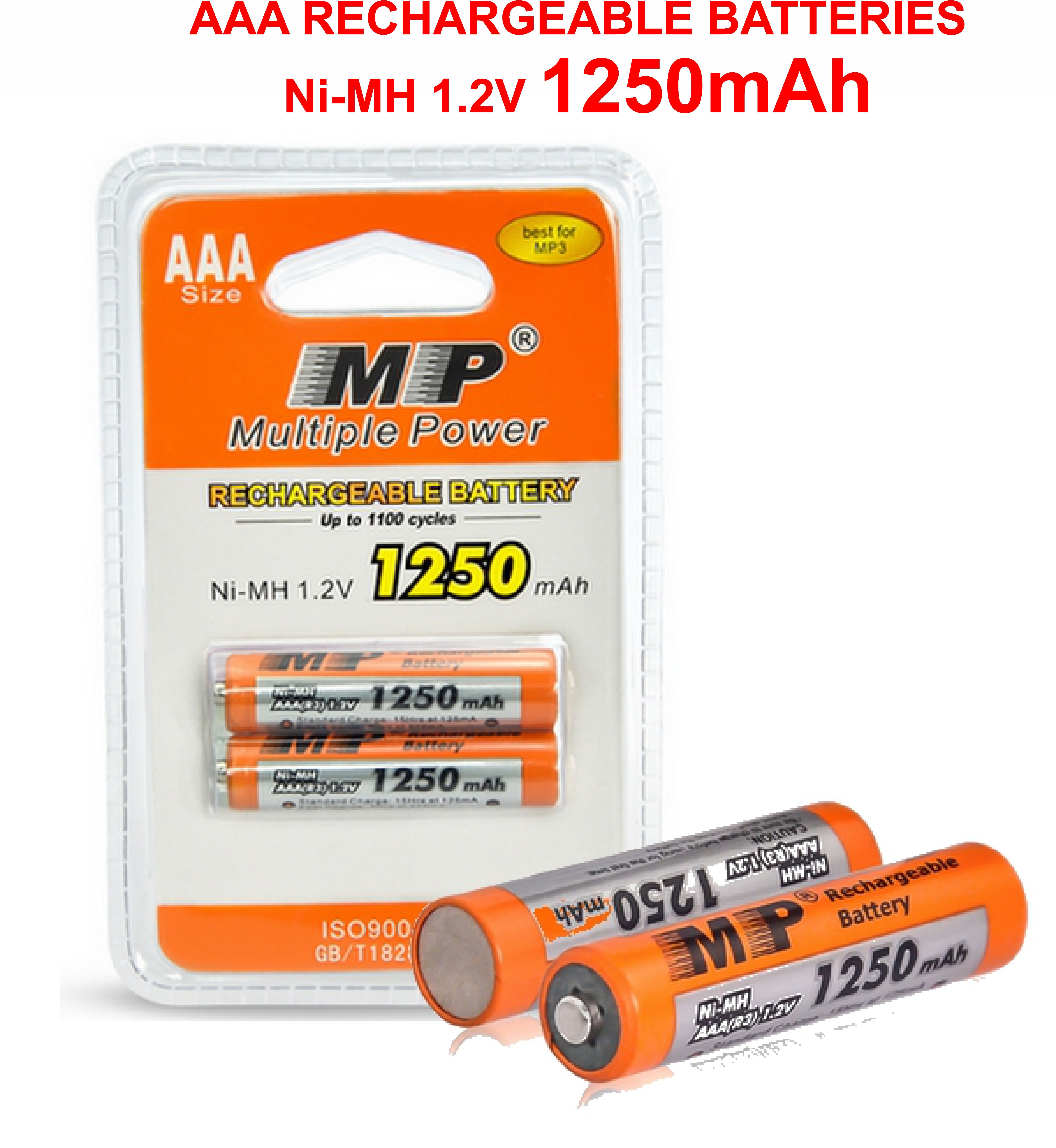AAA RECHARGEABLE BATTERIES
Ni-MH 1.2V 1250mAh